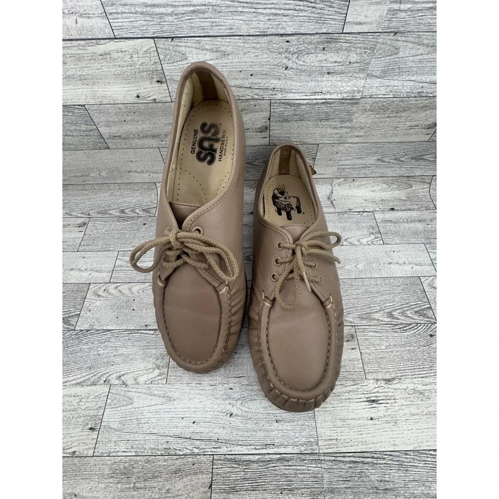 SAS Free Time Taupe Leather Lace Up Walking Shoes‎ Women Sz 10.5 WW Handsewn USA